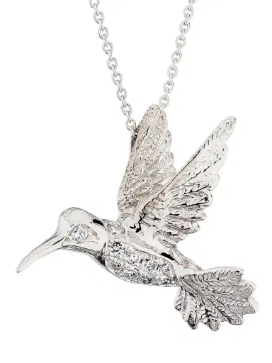 Roberto Coin Women's Tiny Treasures 18K White Gold & 0.09 TCW Diamond Hummingbird Pendant Necklace - White Gold | Thumbnail 5 Roberto Coin Women's Tiny Treasures 18K White Gold & 0.09 TCW Diamond Hummingbird Pendant Necklace - White Gold | Thumbnail 5