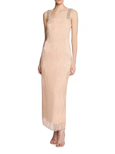 Halston Women's Eila Embellished Tulle Square-Neck Midi-Dress - Quartz - Size 14 | Thumbnail 2 Halston Women's Eila Embellished Tulle Square-Neck Midi-Dress - Quartz - Size 14 | Thumbnail 2
