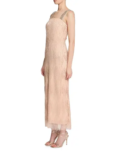 Halston Women's Eila Embellished Tulle Square-Neck Midi-Dress - Quartz - Size 14 | Thumbnail 4 Halston Women's Eila Embellished Tulle Square-Neck Midi-Dress - Quartz - Size 14 | Thumbnail 4