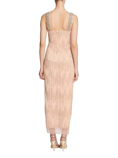 Halston Women's Eila Embellished Tulle Square-Neck Midi-Dress - Quartz - Size 14 | Thumbnail 5 Halston Women's Eila Embellished Tulle Square-Neck Midi-Dress - Quartz - Size 14 | Thumbnail 5