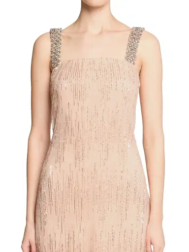 Halston Women's Eila Embellished Tulle Square-Neck Midi-Dress - Quartz - Size 14 | Thumbnail 6 Halston Women's Eila Embellished Tulle Square-Neck Midi-Dress - Quartz - Size 14 | Thumbnail 6