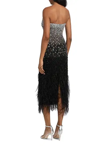 PAMELLA ROLAND Women's Ombré Feathered Embellished Cocktail Dress | Thumbnail 5 PAMELLA ROLAND Women's Ombré Feathered Embellished Cocktail Dress | Thumbnail 5