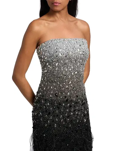 PAMELLA ROLAND Women's Ombré Feathered Embellished Cocktail Dress | Thumbnail 6 PAMELLA ROLAND Women's Ombré Feathered Embellished Cocktail Dress | Thumbnail 6
