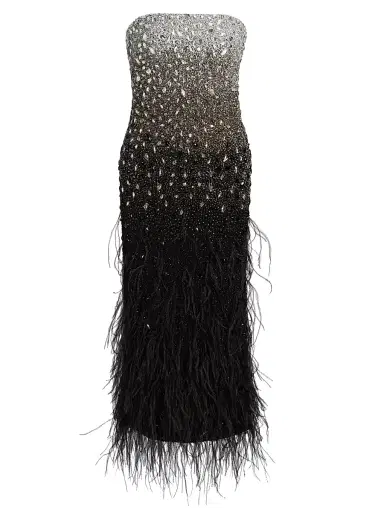 PAMELLA ROLAND Women's Ombré Feathered Embellished Cocktail Dress | Thumbnail 1 PAMELLA ROLAND Women's Ombré Feathered Embellished Cocktail Dress | Thumbnail 1