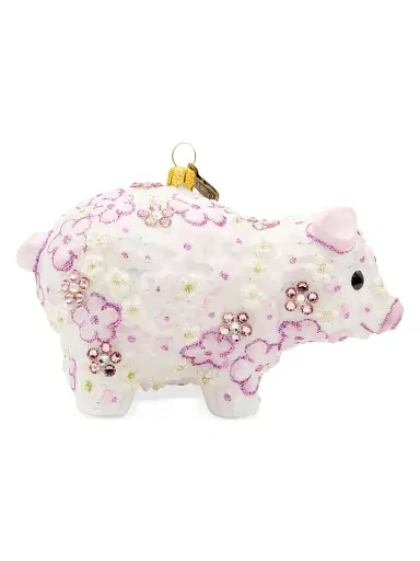 Jay Strongwater Pink Floral Piggy Christmas Ornament | Thumbnail 1 Jay Strongwater Pink Floral Piggy Christmas Ornament | Thumbnail 1