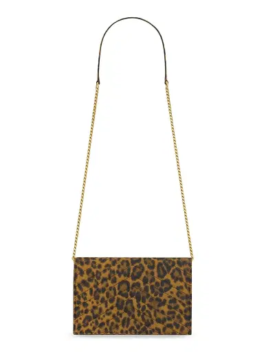 Saint Laurent Women's Cassandre Envelope Chain Wallet in Canvas - Leopard | Thumbnail 4 Saint Laurent Women's Cassandre Envelope Chain Wallet in Canvas - Leopard | Thumbnail 4