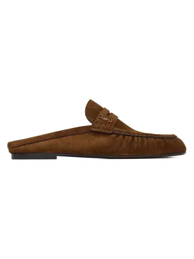 Saint Laurent Women's Le Loafer Mules in Suede - Dark Havana - Size 4 | Thumbnail 1 Saint Laurent Women's Le Loafer Mules in Suede - Dark Havana - Size 4 | Thumbnail 1