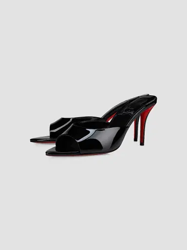 Christian Louboutin Women's Miss Z Patent Leather 80MM Mules - Black | Thumbnail 2 Christian Louboutin Women's Miss Z Patent Leather 80MM Mules - Black | Thumbnail 2