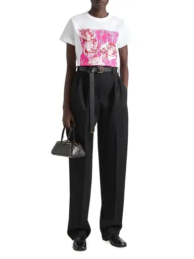 Givenchy Women's T-Shirt in Cotton with Flowers Print - White Pink | Thumbnail 3 Givenchy Women's T-Shirt in Cotton with Flowers Print - White Pink | Thumbnail 3