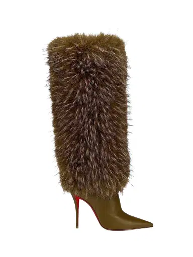 Christian Louboutin Women's Yangzee Leather and Faux Fur 0MM Boots - Bronzo | Thumbnail 1 Christian Louboutin Women's Yangzee Leather and Faux Fur 0MM Boots - Bronzo | Thumbnail 1