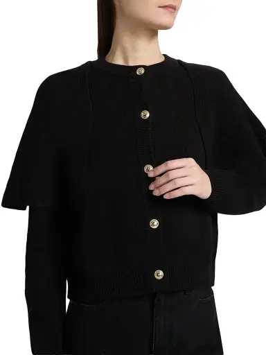 Ba&sh Women's Peggy Wool Cardigan - Noir - Size Large | Thumbnail 6 Ba&sh Women's Peggy Wool Cardigan - Noir - Size Large | Thumbnail 6