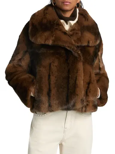 Ba&sh Women's Foxy Faux-Fur Coat - Marron - Size Large | Thumbnail 3 Ba&sh Women's Foxy Faux-Fur Coat - Marron - Size Large | Thumbnail 3