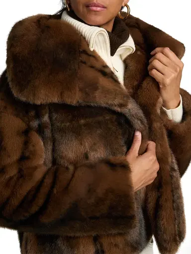 Ba&sh Women's Foxy Faux-Fur Coat - Marron - Size Large | Thumbnail 6 Ba&sh Women's Foxy Faux-Fur Coat - Marron - Size Large | Thumbnail 6