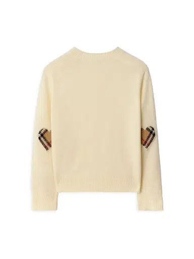 Burberry Little Girl's & Girl's Ailsa Check Patch Wool-Cashmere Cardigan - Ivory - Size 8 | Thumbnail 2 Burberry Little Girl's & Girl's Ailsa Check Patch Wool-Cashmere Cardigan - Ivory - Size 8 | Thumbnail 2