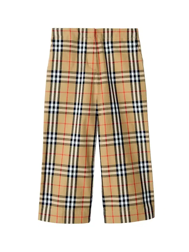 Little Girl's & Girl's Check Cotton Trousers - Sand Little Girl's & Girl's Check Cotton Trousers - Sand