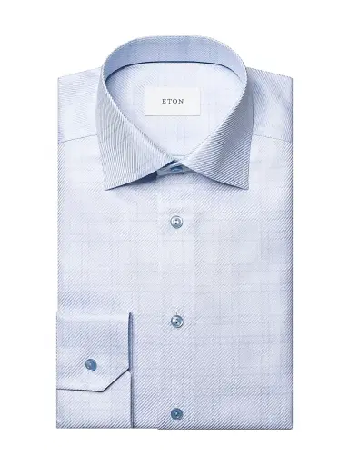 Eton Men's Check Slim-Fit Cotton Twill Shirt - Blue | Thumbnail 6 Eton Men's Check Slim-Fit Cotton Twill Shirt - Blue | Thumbnail 6