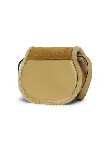 Chloé Women's Marcie Shearling-Trimmed Suede Saddle Bag - Summery Beige | Thumbnail 3 Chloé Women's Marcie Shearling-Trimmed Suede Saddle Bag - Summery Beige | Thumbnail 3