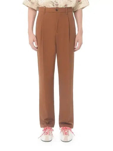 Valentino Garavani Men's Pants in Cotton Gabardine - Chocolate | Thumbnail 2 Valentino Garavani Men's Pants in Cotton Gabardine - Chocolate | Thumbnail 2