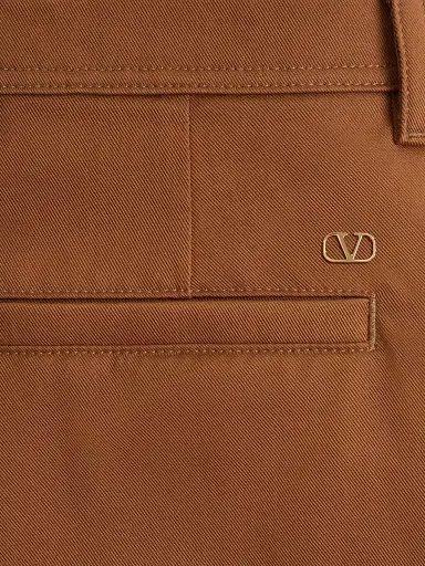 Valentino Garavani Men's Pants in Cotton Gabardine - Chocolate | Thumbnail 5 Valentino Garavani Men's Pants in Cotton Gabardine - Chocolate | Thumbnail 5