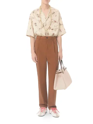 Valentino Garavani Men's Pants in Cotton Gabardine - Chocolate | Thumbnail 6 Valentino Garavani Men's Pants in Cotton Gabardine - Chocolate | Thumbnail 6