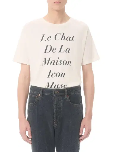 Valentino Garavani Men's Cotton T-Shirt with Print - Ivory - Size Large | Thumbnail 2 Valentino Garavani Men's Cotton T-Shirt with Print - Ivory - Size Large | Thumbnail 2