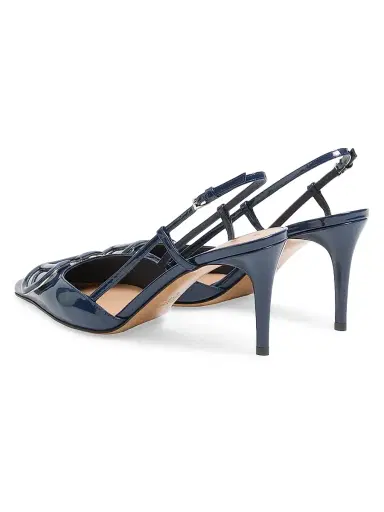 Valentino Garavani Women's Vlogo Signature 80MM Patent Leather Slingback Pumps - Blue - Size 10.5 | Thumbnail 3 Valentino Garavani Women's Vlogo Signature 80MM Patent Leather Slingback Pumps - Blue - Size 10.5 | Thumbnail 3