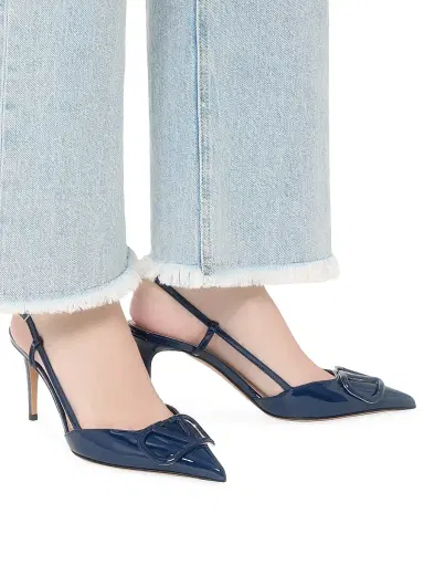 Valentino Garavani Women's Vlogo Signature 80MM Patent Leather Slingback Pumps - Blue - Size 10.5 | Thumbnail 7 Valentino Garavani Women's Vlogo Signature 80MM Patent Leather Slingback Pumps - Blue - Size 10.5 | Thumbnail 7
