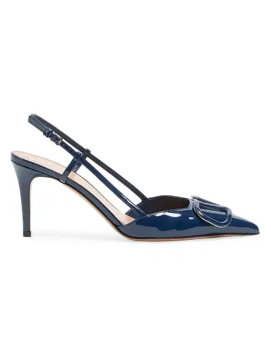 Valentino Garavani Women's Vlogo Signature 80MM Patent Leather Slingback Pumps - Blue - Size 10.5 | Thumbnail 1 Valentino Garavani Women's Vlogo Signature 80MM Patent Leather Slingback Pumps - Blue - Size 10.5 | Thumbnail 1