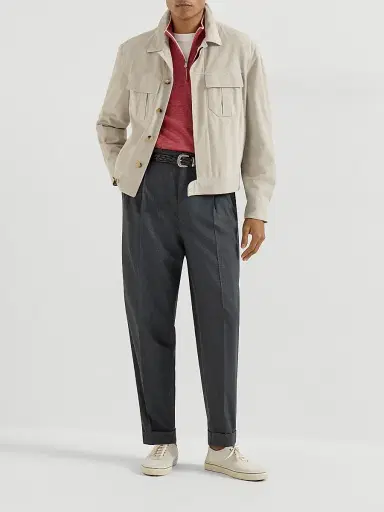 Brunello Cucinelli Men's Cashmere, Silk and Hemp Lightweight Sweater | Thumbnail 6 Brunello Cucinelli Men's Cashmere, Silk and Hemp Lightweight Sweater | Thumbnail 6
