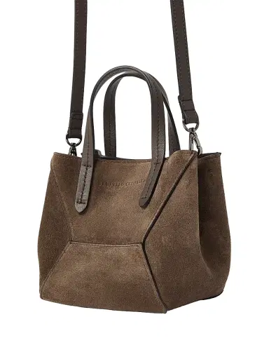 Brunello Cucinelli Women's Duo Mini Top Bag in Suede with Monili | Thumbnail 5 Brunello Cucinelli Women's Duo Mini Top Bag in Suede with Monili | Thumbnail 5