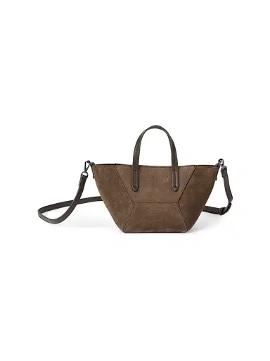 Brunello Cucinelli Women's Duo Mini Top Bag in Suede with Monili | Thumbnail 1 Brunello Cucinelli Women's Duo Mini Top Bag in Suede with Monili | Thumbnail 1