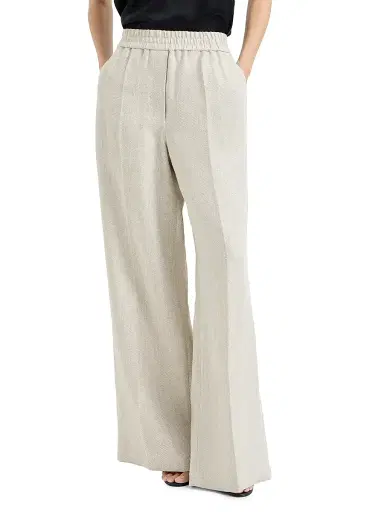 Brunello Cucinelli Women's Linen and Cotton Chevron Loose Track Trousers | Thumbnail 2 Brunello Cucinelli Women's Linen and Cotton Chevron Loose Track Trousers | Thumbnail 2