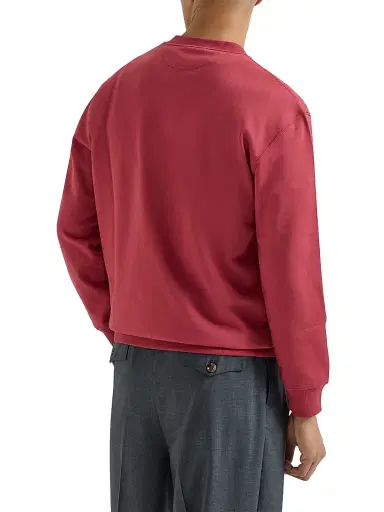 Brunello Cucinelli Men's Techno Cotton French Terry Sweatshirt with Print - Cherry | Thumbnail 3 Brunello Cucinelli Men's Techno Cotton French Terry Sweatshirt with Print - Cherry | Thumbnail 3