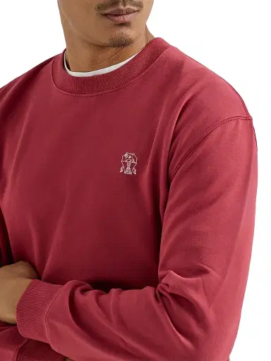 Brunello Cucinelli Men's Techno Cotton French Terry Sweatshirt with Print - Cherry | Thumbnail 4 Brunello Cucinelli Men's Techno Cotton French Terry Sweatshirt with Print - Cherry | Thumbnail 4
