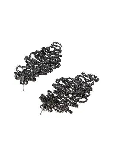 Brunello Cucinelli Women's Sterling Silver Sculptured Leaf Earrings - Lignite | Thumbnail 3 Brunello Cucinelli Women's Sterling Silver Sculptured Leaf Earrings - Lignite | Thumbnail 3