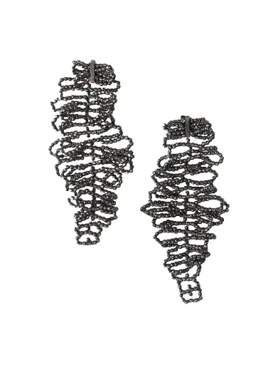Brunello Cucinelli Women's Sterling Silver Sculptured Leaf Earrings - Lignite | Thumbnail 1 Brunello Cucinelli Women's Sterling Silver Sculptured Leaf Earrings - Lignite | Thumbnail 1