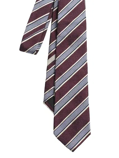 Valentino Garavani Men's Valentie Striped Silk Tie - Maroon Azure | Thumbnail 2 Valentino Garavani Men's Valentie Striped Silk Tie - Maroon Azure | Thumbnail 2
