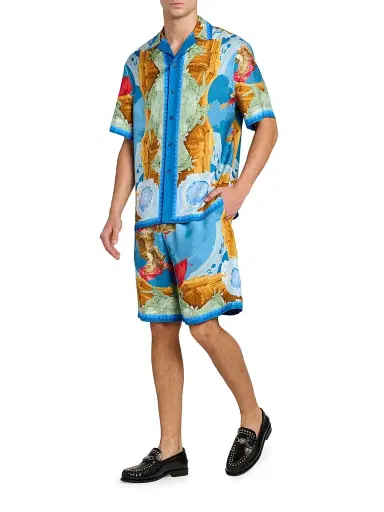 Versace Men's Affresco Silk Twill Shirt | Thumbnail 2 Versace Men's Affresco Silk Twill Shirt | Thumbnail 2