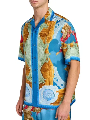 Versace Men's Affresco Silk Twill Shirt | Thumbnail 6 Versace Men's Affresco Silk Twill Shirt | Thumbnail 6