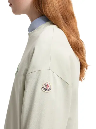 Moncler Women's Crew Neck Sweatshirt in Cotton - Light Green - Size Large | Thumbnail 4 Moncler Women's Crew Neck Sweatshirt in Cotton - Light Green - Size Large | Thumbnail 4