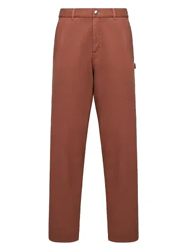 Moncler Men's Pants in Cotton Blend Gabardine - Red Brown - Size XXL | Thumbnail 1 Moncler Men's Pants in Cotton Blend Gabardine - Red Brown - Size XXL | Thumbnail 1