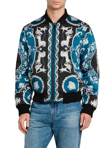 Versace Men's Barocco Mythic Reversible Twill Jacket - Black Petrol Blue | Thumbnail 6 Versace Men's Barocco Mythic Reversible Twill Jacket - Black Petrol Blue | Thumbnail 6