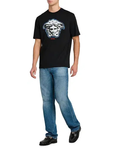 Versace Men's Greca Medusa Crewneck T-Shirt - Black | Thumbnail 2 Versace Men's Greca Medusa Crewneck T-Shirt - Black | Thumbnail 2