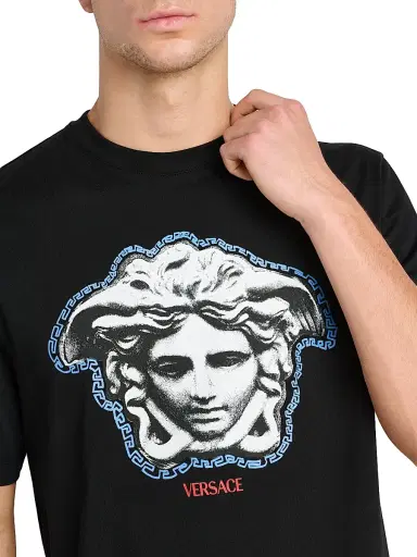 Versace Men's Greca Medusa Crewneck T-Shirt - Black | Thumbnail 6 Versace Men's Greca Medusa Crewneck T-Shirt - Black | Thumbnail 6