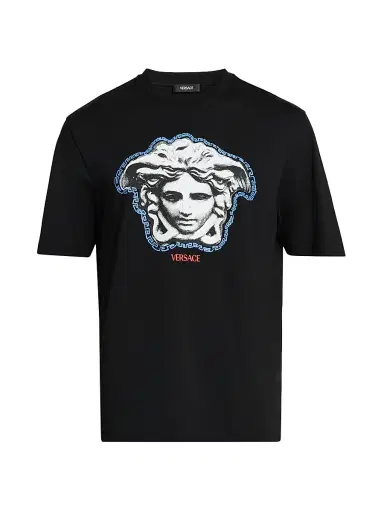 Versace Men's Greca Medusa Crewneck T-Shirt - Black | Thumbnail 1 Versace Men's Greca Medusa Crewneck T-Shirt - Black | Thumbnail 1