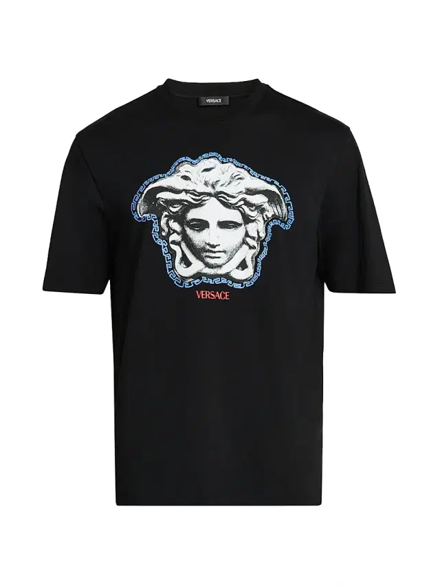 Men's Greca Medusa Crewneck T-Shirt - Black Men's Greca Medusa Crewneck T-Shirt - Black