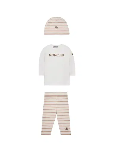 Moncler Baby's Set in Cotton - Beige White - Size 12 Months | Thumbnail 4 Moncler Baby's Set in Cotton - Beige White - Size 12 Months | Thumbnail 4