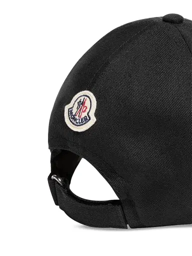 Moncler Men's Baseball Hat in Cotton Gabardine - Black | Thumbnail 3 Moncler Men's Baseball Hat in Cotton Gabardine - Black | Thumbnail 3