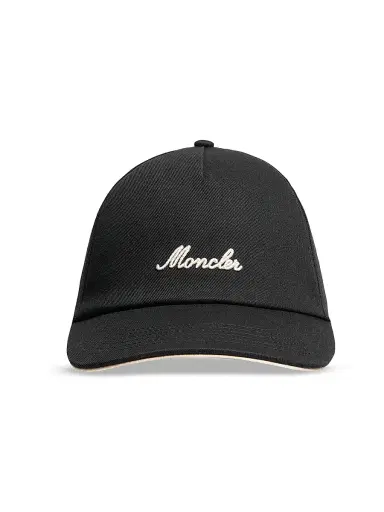 Moncler Men's Baseball Hat in Cotton Gabardine - Black | Thumbnail 1 Moncler Men's Baseball Hat in Cotton Gabardine - Black | Thumbnail 1