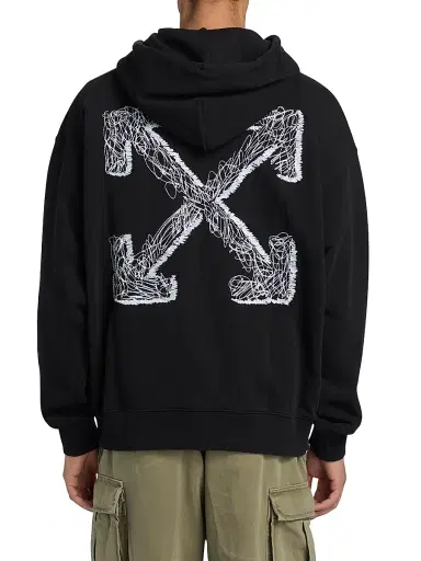 Off-White Men's Scribble Arr Skate Logo Cotton Hoodie - Black White | Thumbnail 5 Off-White Men's Scribble Arr Skate Logo Cotton Hoodie - Black White | Thumbnail 5